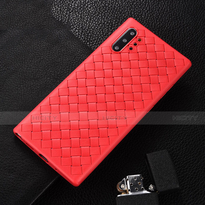 Custodia Silicone Morbida In Pelle Cover H01 per Samsung Galaxy Note 10 Plus Rosso