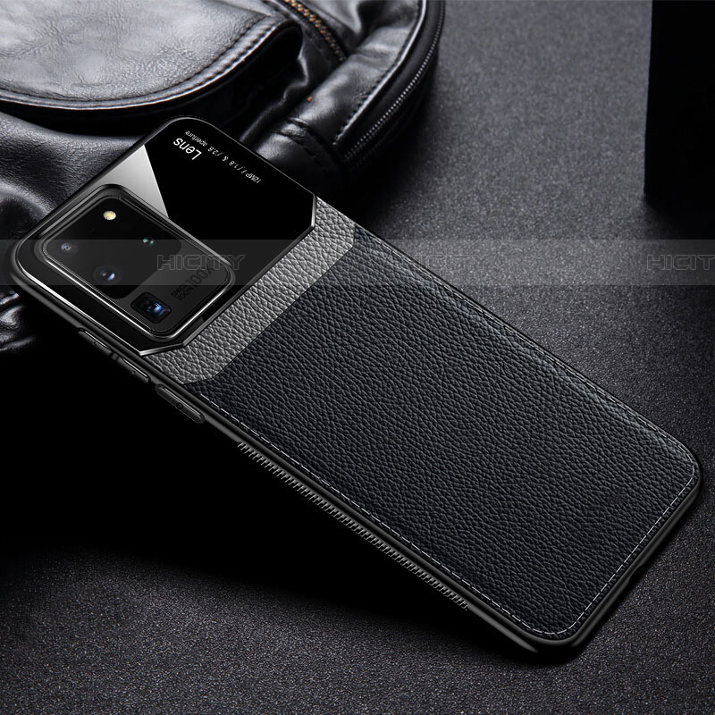 Custodia Silicone Morbida In Pelle Cover H01 per Samsung Galaxy S20 Ultra 5G Nero