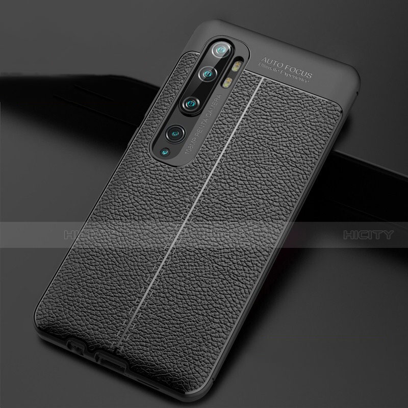 Custodia Silicone Morbida In Pelle Cover H01 per Xiaomi Mi Note 10 Pro Nero