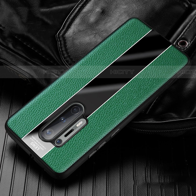 Custodia Silicone Morbida In Pelle Cover H02 per OnePlus 8 Pro Verde