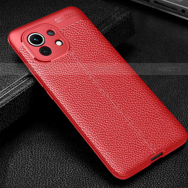 Custodia Silicone Morbida In Pelle Cover H02 per Xiaomi Mi 11 Lite 4G Rosso