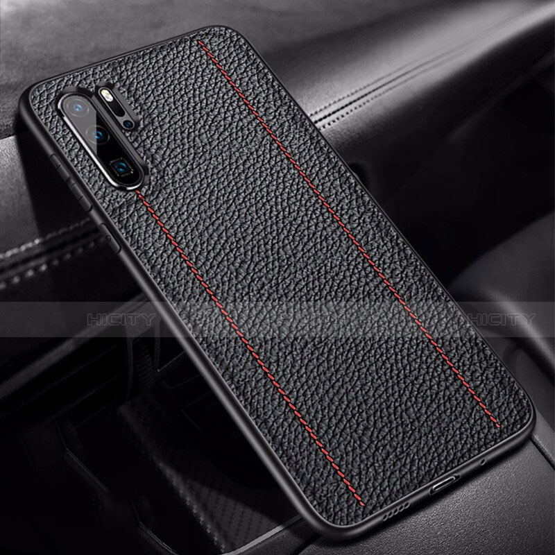 Custodia Silicone Morbida In Pelle Cover H04 per Huawei P30 Pro Nero