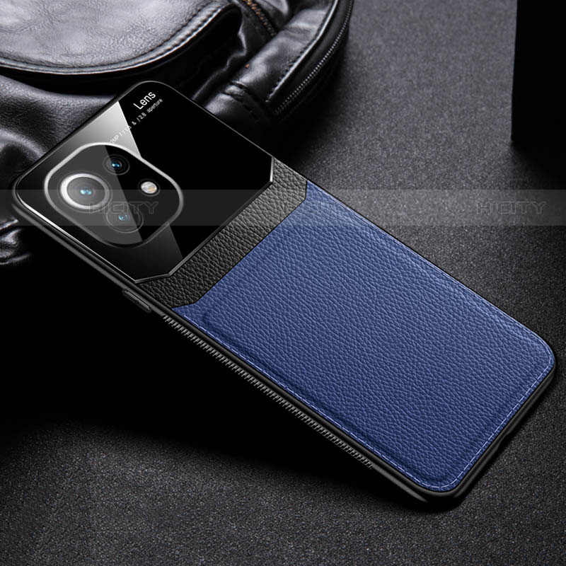 Custodia Silicone Morbida In Pelle Cover H04 per Xiaomi Mi 11 Lite 4G Blu