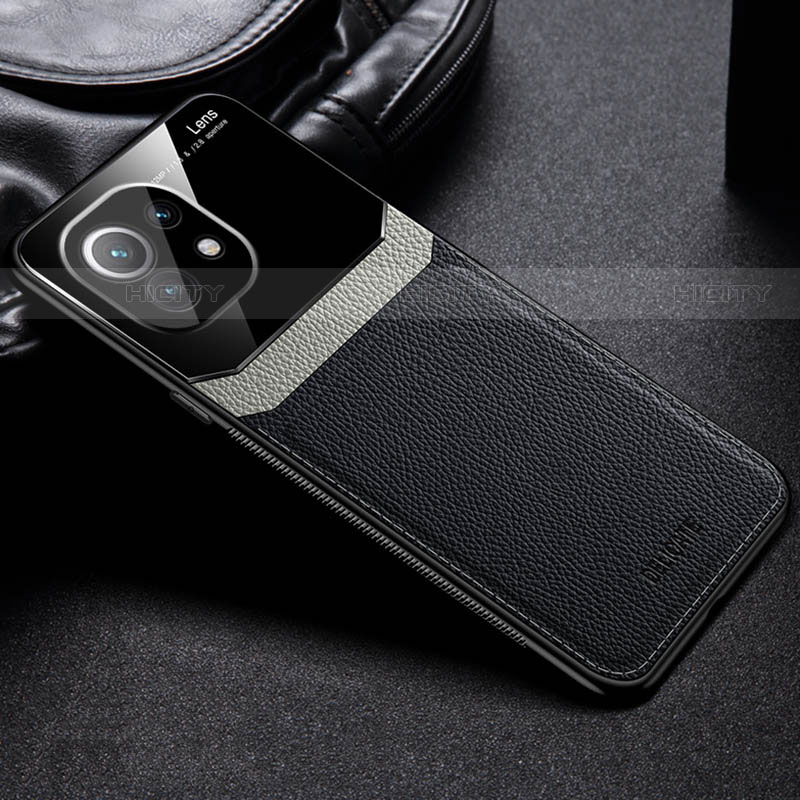 Custodia Silicone Morbida In Pelle Cover H04 per Xiaomi Mi 11 Lite 4G Nero