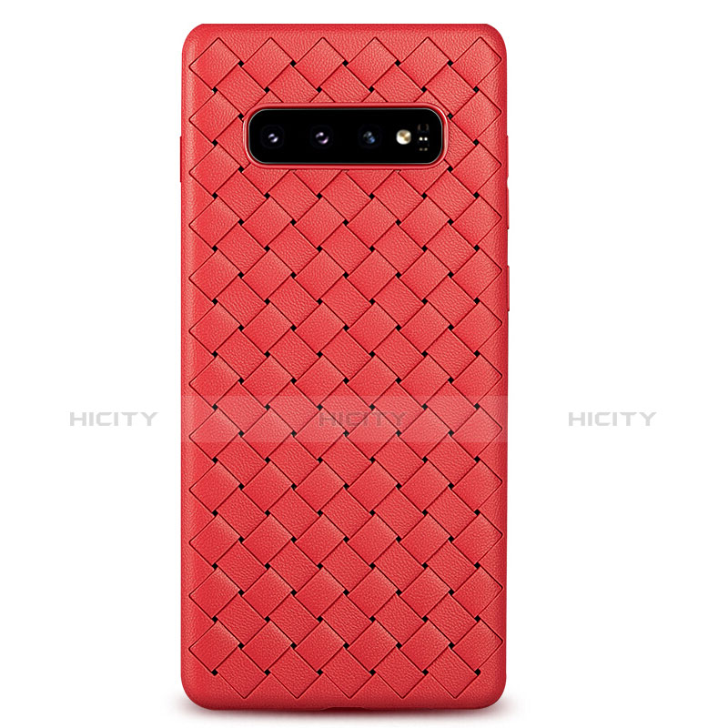 Custodia Silicone Morbida In Pelle Cover L02 per Samsung Galaxy S10 Rosso