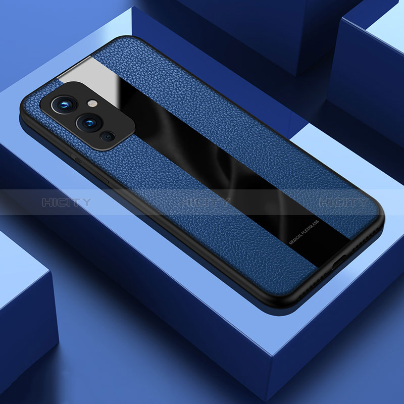 Custodia Silicone Morbida In Pelle Cover PB1 per OnePlus 9 5G Blu