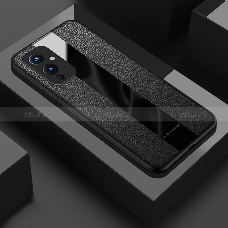 Custodia Silicone Morbida In Pelle Cover PB1 per OnePlus 9 5G Nero