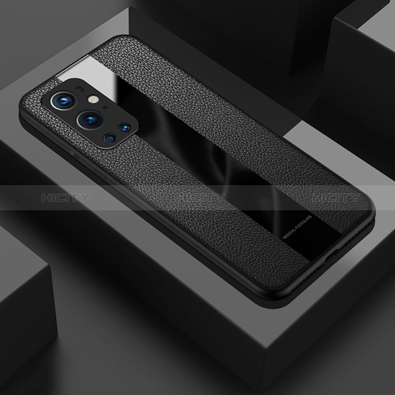 Custodia Silicone Morbida In Pelle Cover PB1 per OnePlus 9 Pro 5G Nero