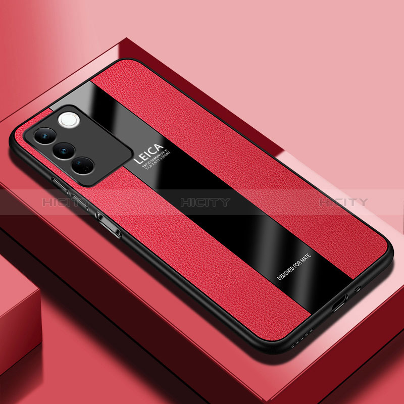 Custodia Silicone Morbida In Pelle Cover PB1 per Vivo V27 Pro 5G Rosso