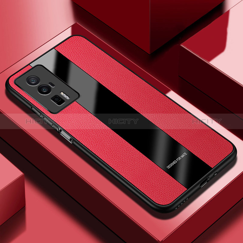 Custodia Silicone Morbida In Pelle Cover PB1 per Xiaomi Poco F5 Pro 5G Rosso