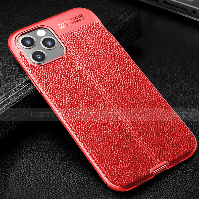 Custodia Silicone Morbida In Pelle Cover per Apple iPhone 12 Max Rosso