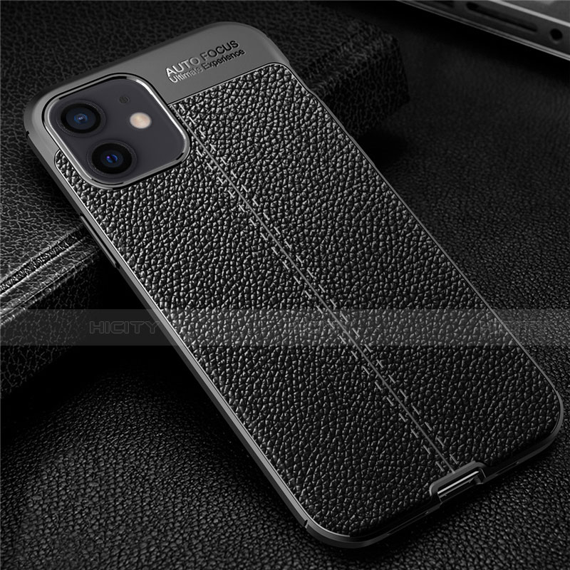 Custodia Silicone Morbida In Pelle Cover per Apple iPhone 12 Mini Nero