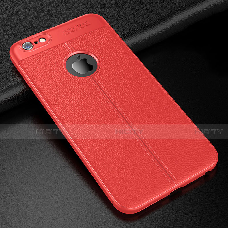 Custodia Silicone Morbida In Pelle Cover per Apple iPhone 6S Plus Rosso