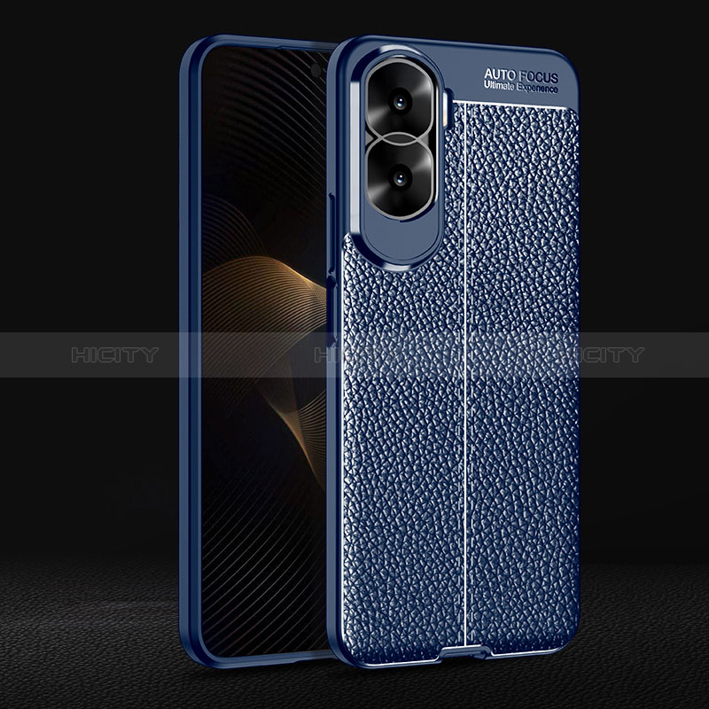 Custodia Silicone Morbida In Pelle Cover per Huawei Honor 90 Lite 5G Blu