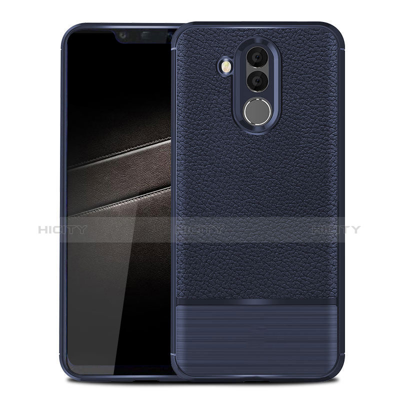 Custodia Silicone Morbida In Pelle Cover per Huawei Mate 20 Lite Blu