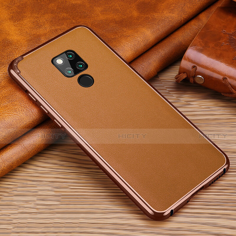 Custodia Silicone Morbida In Pelle Cover per Huawei Mate 20 X 5G Marrone