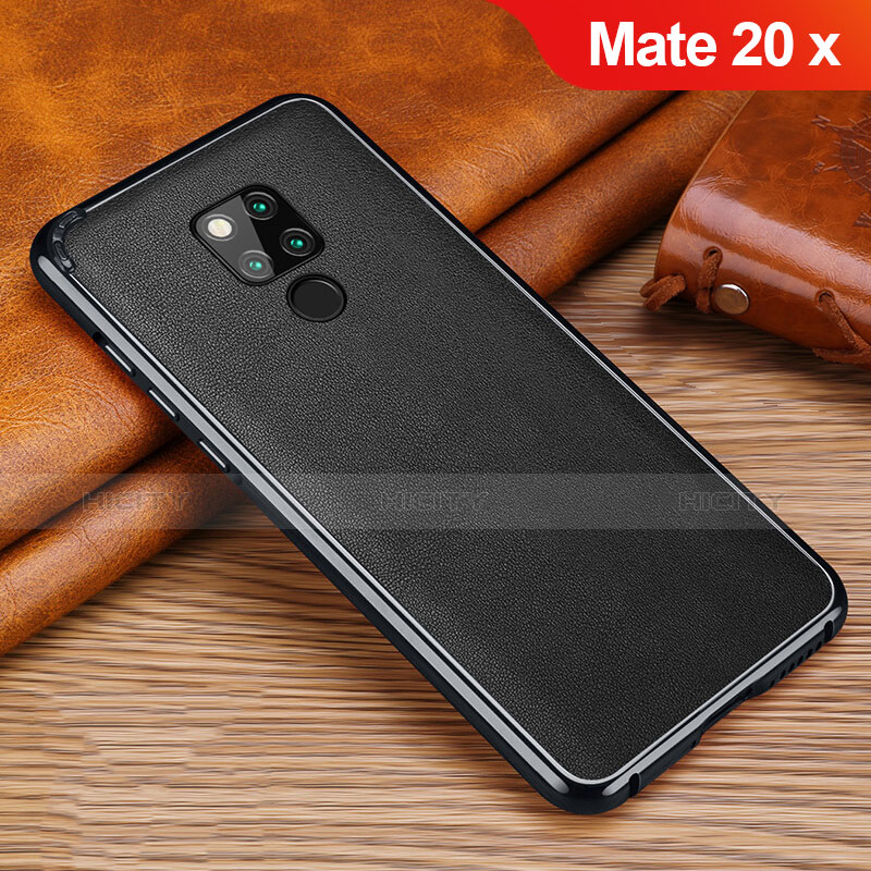 Custodia Silicone Morbida In Pelle Cover per Huawei Mate 20 X Nero