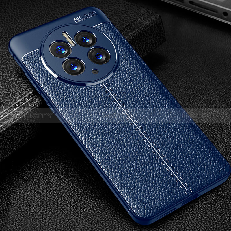 Custodia Silicone Morbida In Pelle Cover per Huawei Mate 50 Pro Blu