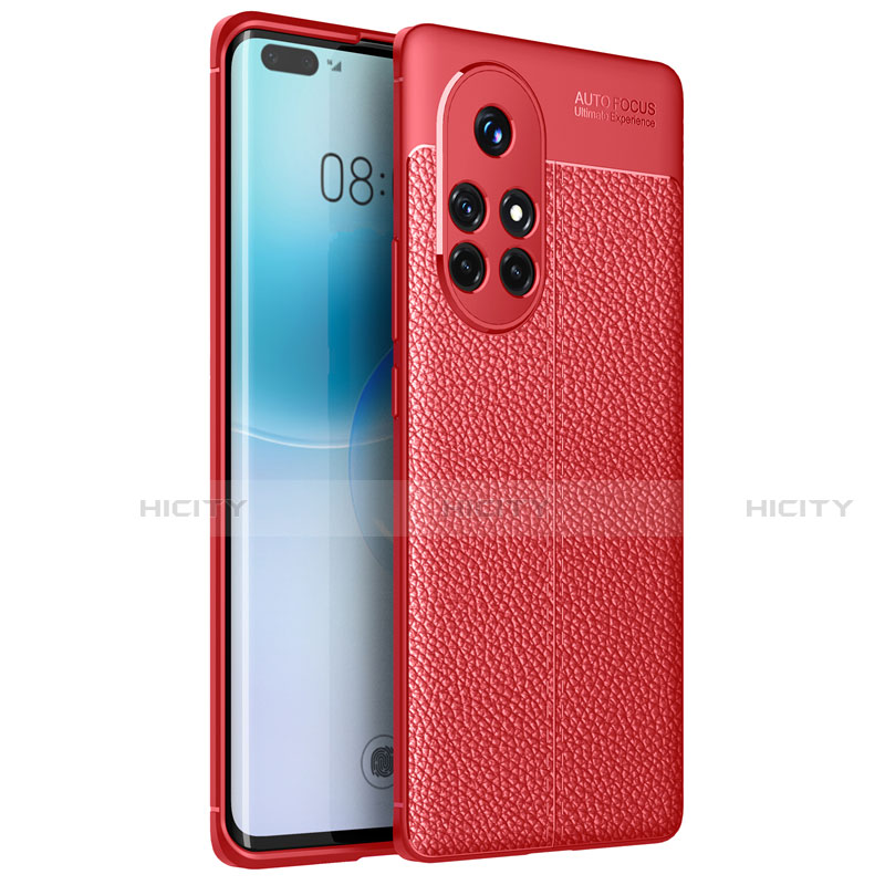 Custodia Silicone Morbida In Pelle Cover per Huawei Nova 8 Pro 5G Rosso