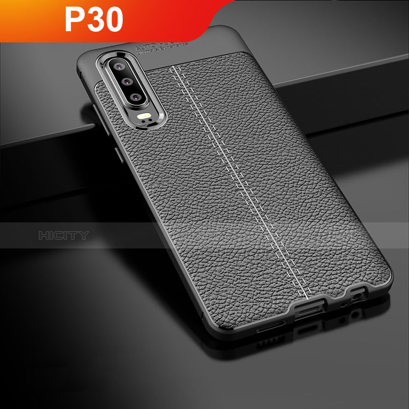 Custodia Silicone Morbida In Pelle Cover per Huawei P30 Nero