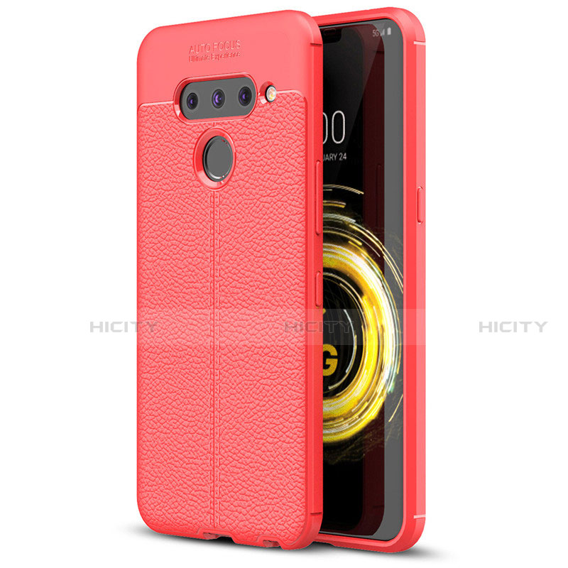 Custodia Silicone Morbida In Pelle Cover per LG V50 ThinQ 5G Rosso