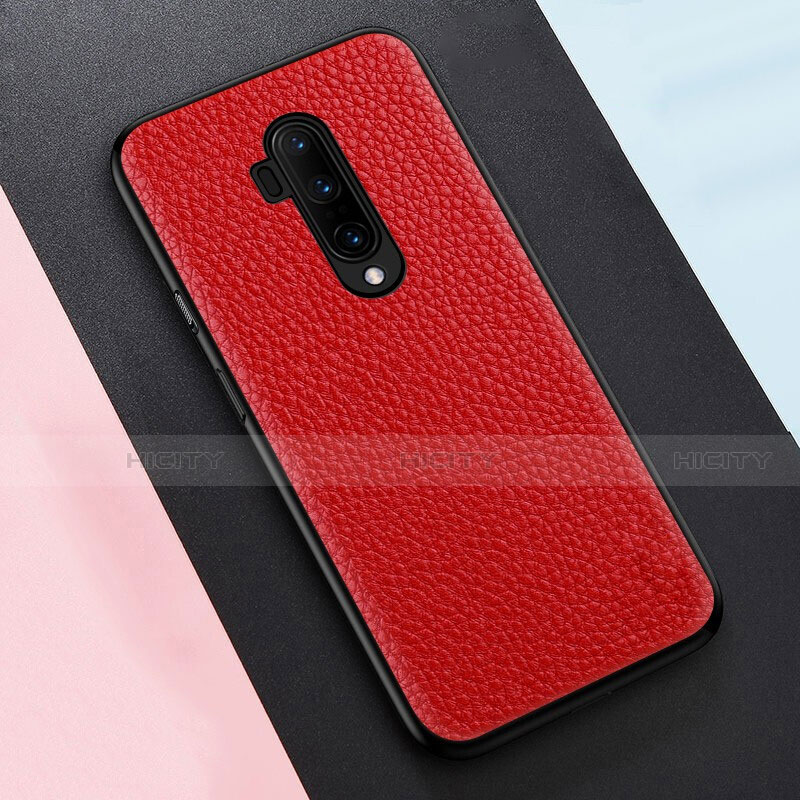 Custodia Silicone Morbida In Pelle Cover per OnePlus 7T Pro 5G Rosso