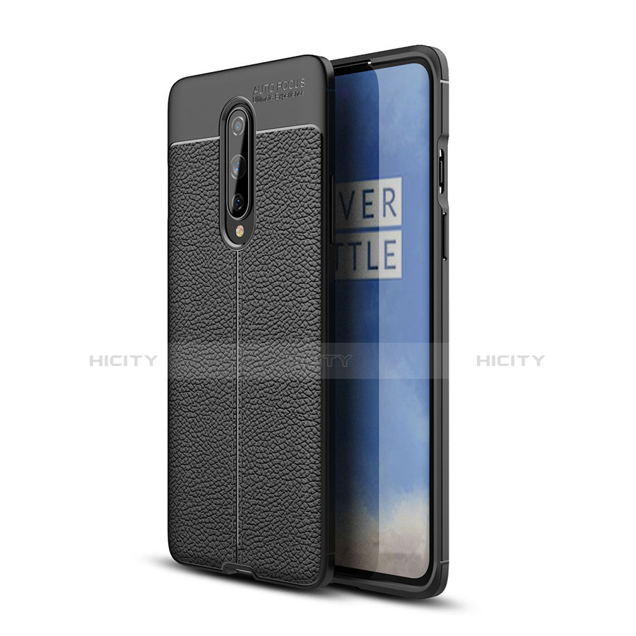 Custodia Silicone Morbida In Pelle Cover per OnePlus 8 Nero