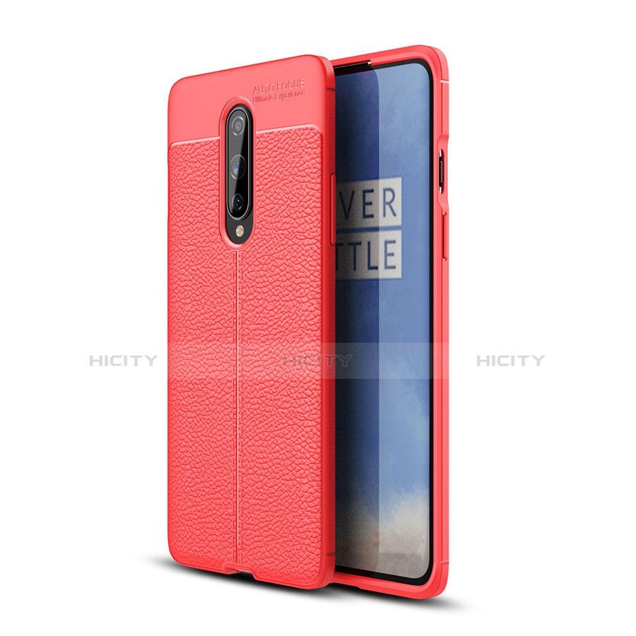 Custodia Silicone Morbida In Pelle Cover per OnePlus 8 Rosso