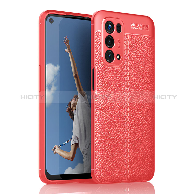 Custodia Silicone Morbida In Pelle Cover per Oppo A74 5G Rosso