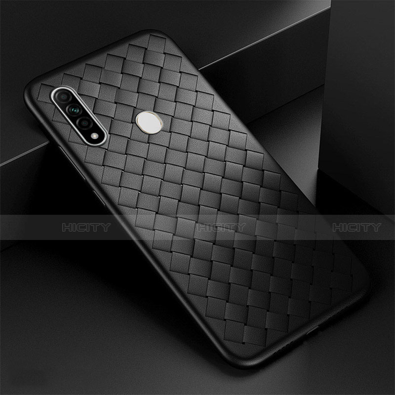 Custodia Silicone Morbida In Pelle Cover per Oppo A8 Nero