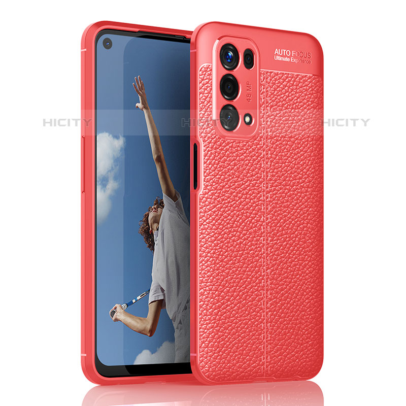 Custodia Silicone Morbida In Pelle Cover per Oppo A93 5G Rosso