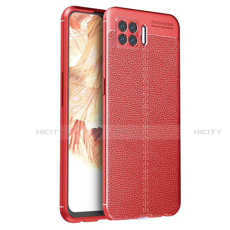 Custodia Silicone Morbida In Pelle Cover per Oppo F17 Rosso