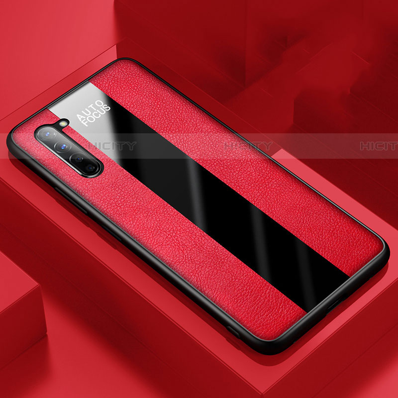 Custodia Silicone Morbida In Pelle Cover per Oppo Find X2 Lite Rosso