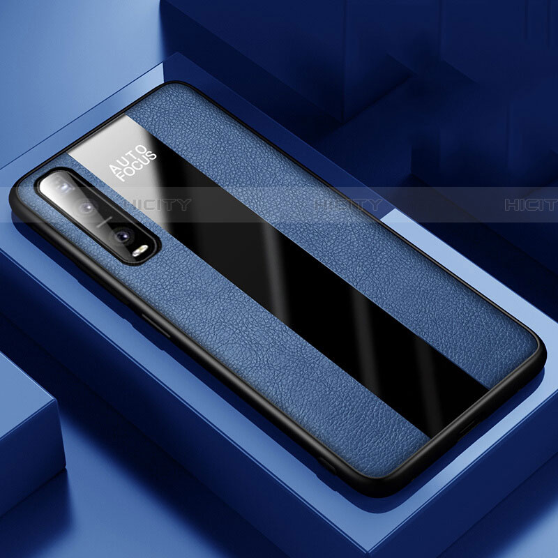 Custodia Silicone Morbida In Pelle Cover per Oppo Find X2 Pro Blu