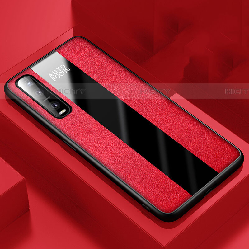 Custodia Silicone Morbida In Pelle Cover per Oppo Find X2 Pro Rosso