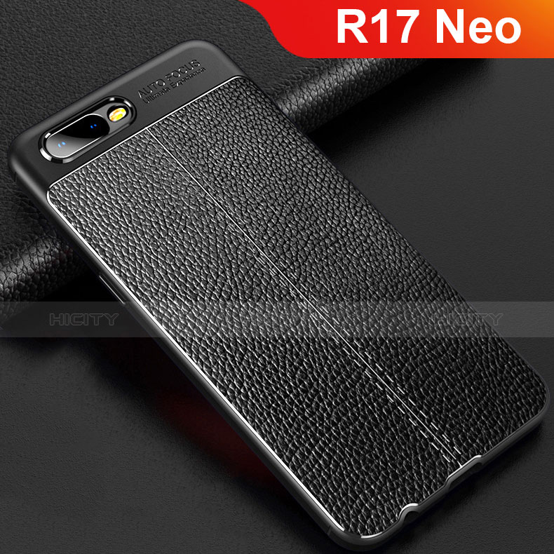 Custodia Silicone Morbida In Pelle Cover per Oppo R17 Neo Nero