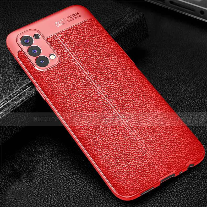 Custodia Silicone Morbida In Pelle Cover per Oppo Reno4 4G Rosso