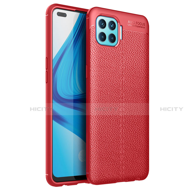 Custodia Silicone Morbida In Pelle Cover per Oppo Reno4 Lite Rosso