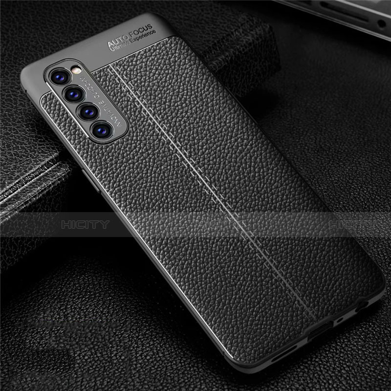 Custodia Silicone Morbida In Pelle Cover per Oppo Reno4 Pro 4G Nero