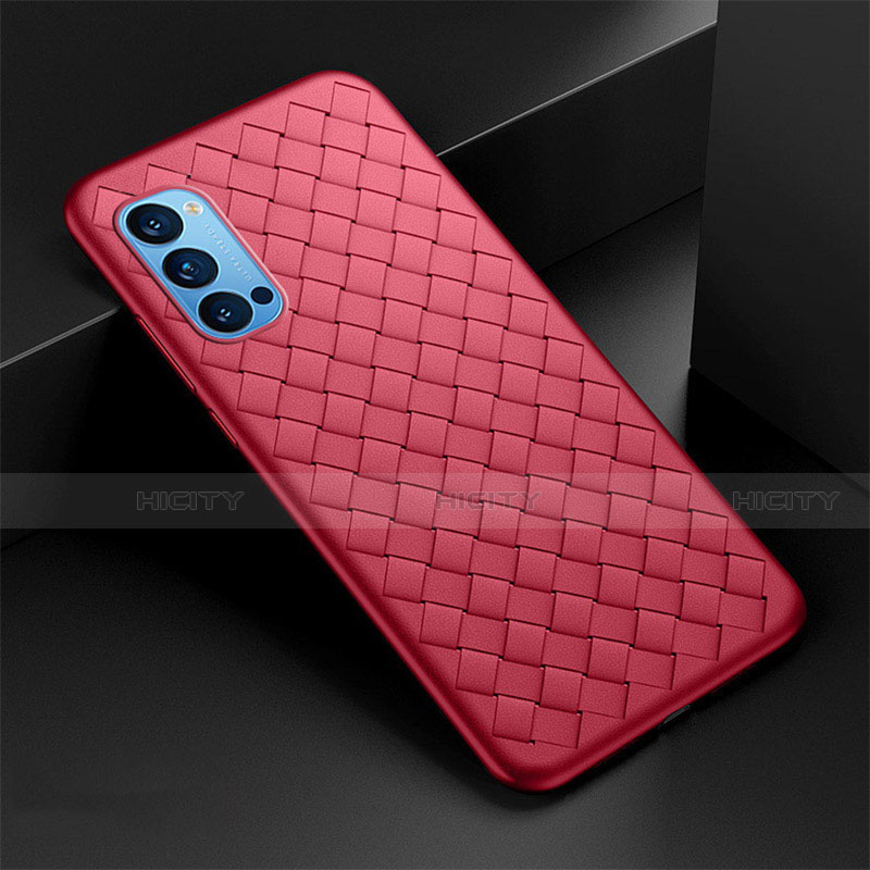 Custodia Silicone Morbida In Pelle Cover per Oppo Reno4 Pro 5G Rosso