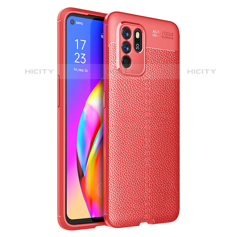 Custodia Silicone Morbida In Pelle Cover per Oppo Reno6 Z 5G Rosso