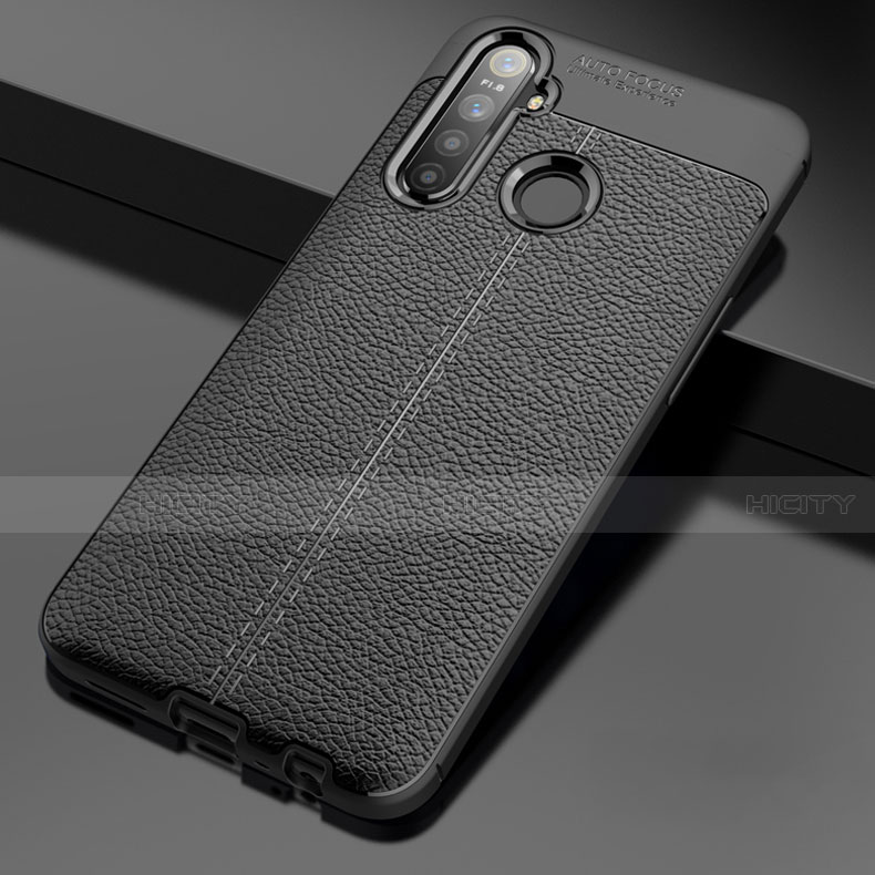 Custodia Silicone Morbida In Pelle Cover per Realme 5 Nero