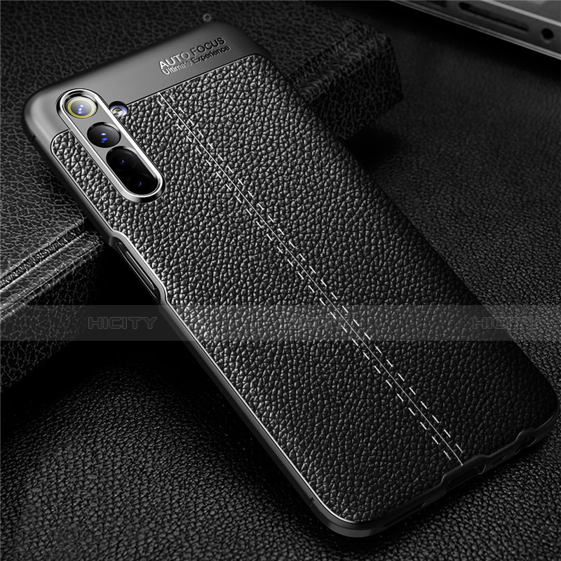 Custodia Silicone Morbida In Pelle Cover per Realme 6 Nero