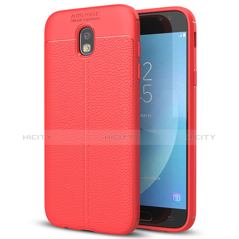 Custodia Silicone Morbida In Pelle Cover per Samsung Galaxy J7 (2017) Duos J730F Rosso