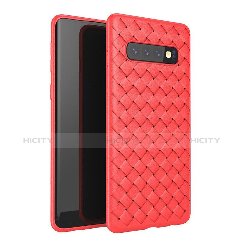 Custodia Silicone Morbida In Pelle Cover per Samsung Galaxy S10 Rosso