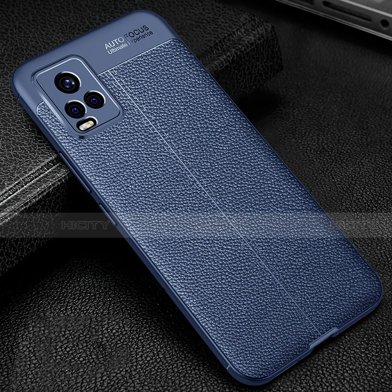 Custodia Silicone Morbida In Pelle Cover per Vivo V20 Pro 5G Blu