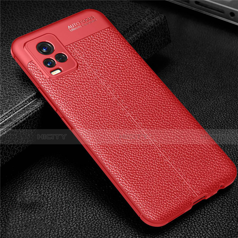 Custodia Silicone Morbida In Pelle Cover per Vivo V20 Rosso