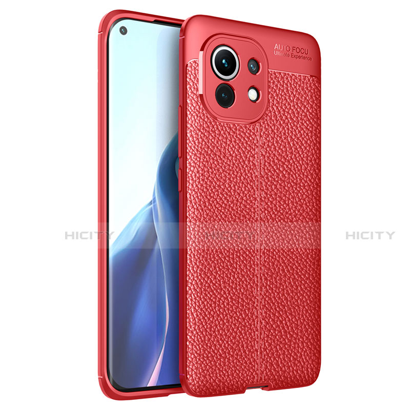 Custodia Silicone Morbida In Pelle Cover per Xiaomi Mi 11 Lite 5G NE Rosso