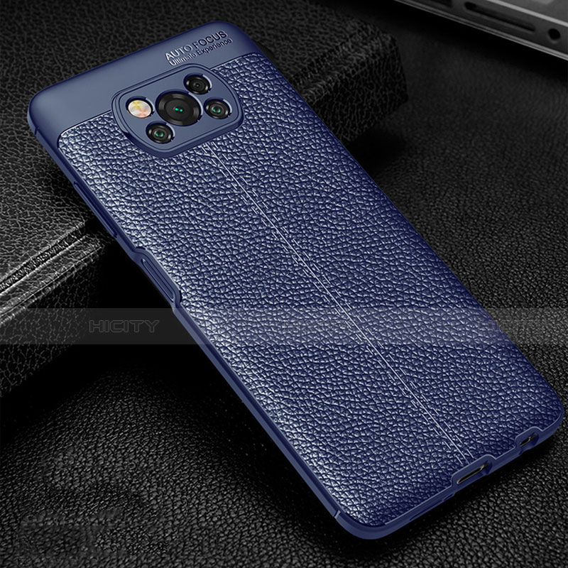 Custodia Silicone Morbida In Pelle Cover per Xiaomi Poco X3 Blu