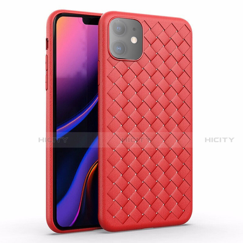 Custodia Silicone Morbida In Pelle Cover S01 per Apple iPhone 11 Rosso